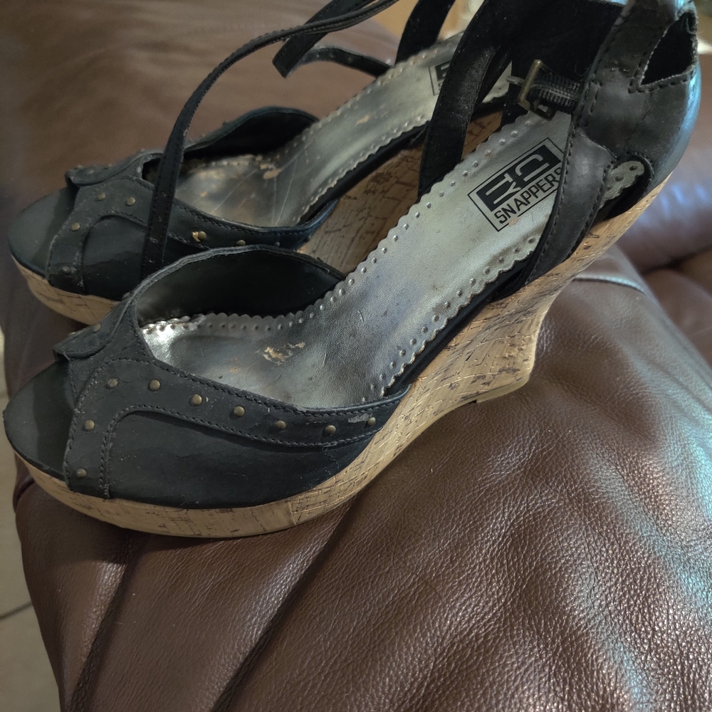 Black wedge sandals